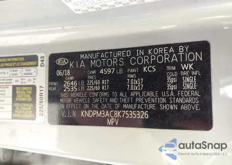 2019 Kia Sportage Lx из США, поврежденный, VIN KNDPM3AC8K7535326